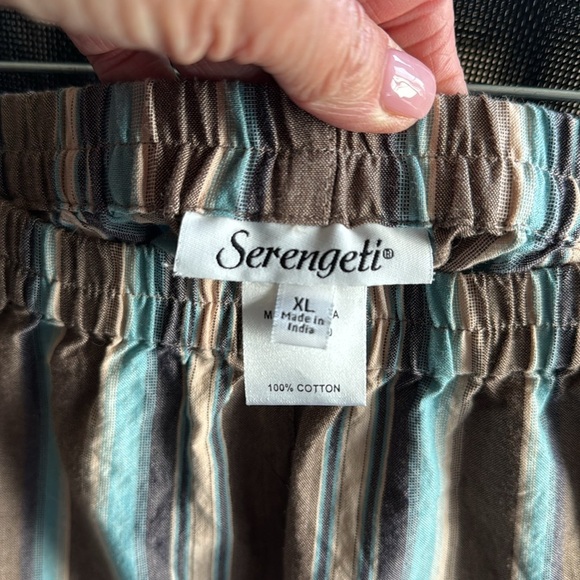 Serengeti Beach pants Womens XL striped Pockets Bohemian Lagenlook 100% Cotton - Picture 6 of 11